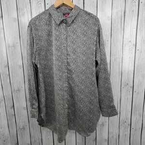 Vince Camuto Animal Print Button Down Long Sleeve Blouse